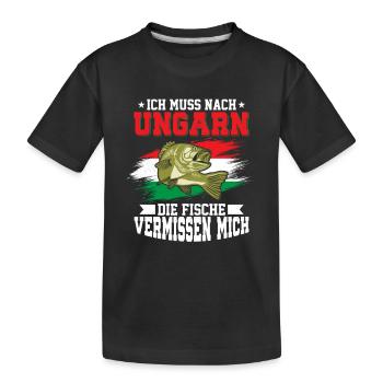 Ich Muss Nach Ungarn Die Fische Vermissen Mich - Kinder Premium Bio T-Shirt - Schwarz - Vorne