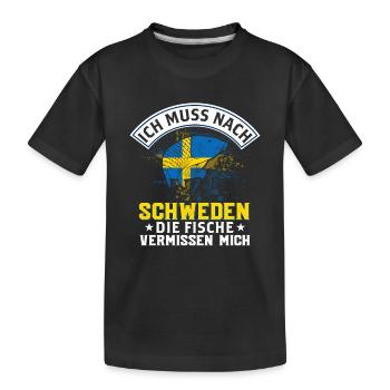 Ich Muss Nach Schweden Die Fische Vermissen Mich - Kinder Premium Bio T-Shirt - Schwarz - Vorne