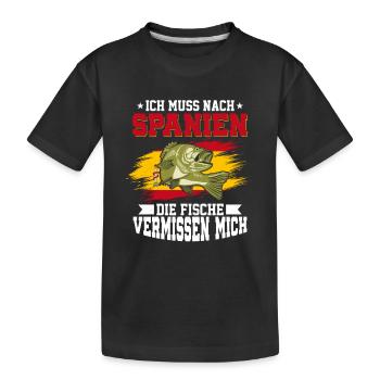 Ich Muss Nach Spanien Die Fische Vermissen Mich - Kinder Premium Bio T-Shirt - Schwarz - Vorne