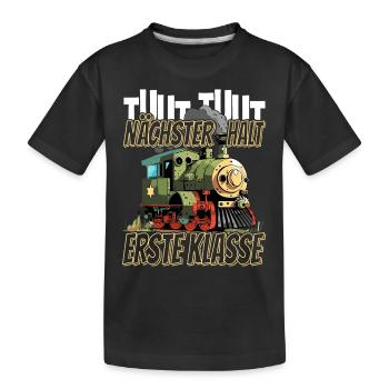 Nächste Haltestelle Erste Klasse - Kids Lokomotive - Kinder Premium Bio T-Shirt - Schwarz - Vorne
