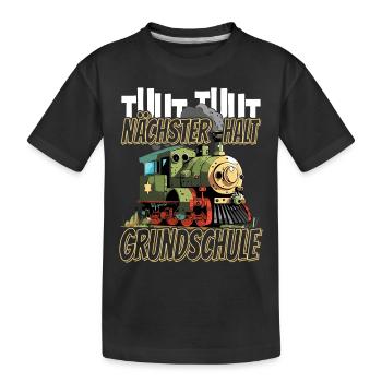Nächste Haltestelle Grundschule - Kids Lokomotive - Kinder Premium Bio T-Shirt - Schwarz - Vorne