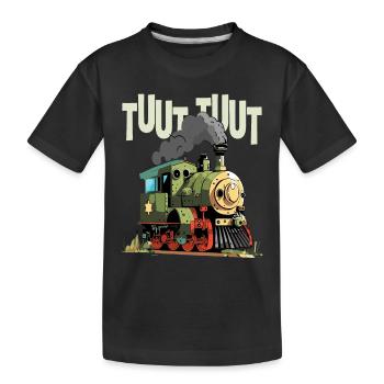 Nächste Haltestelle Schule - Kids Lokomotive - Kinder Premium Bio T-Shirt - Schwarz - Vorne