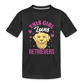 Cette fille aime le chien retriever retrievers - T-shirt bio Premium Enfant - noir - Devant