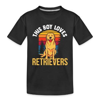 Ce garçon aime le chien retriever retrievers - T-shirt bio Premium Enfant - noir - Devant