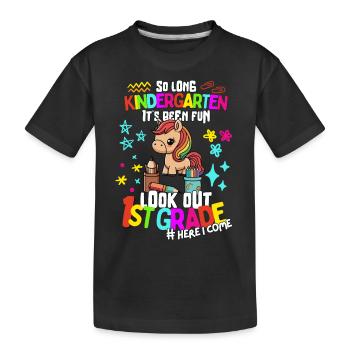 Horse Bye-bye Kindergarten: Enrollment 1st grade - Kids' Premium Organic T-Shirt - black - Front
