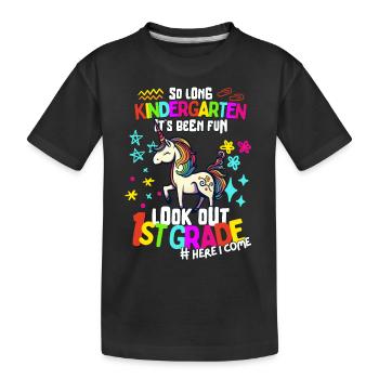 Unicorn Bye Bye Kindergarten Enrollment 1st Grade - Kids' Premium Organic T-Shirt - black - Front