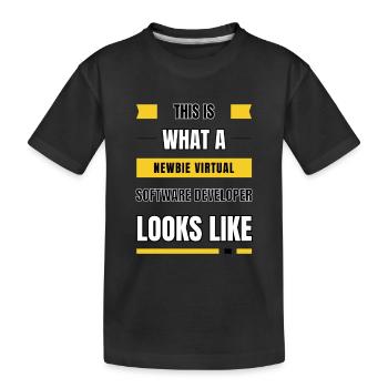 Newbie virtual software developer - Kids' Premium Organic T-Shirt - black - Front