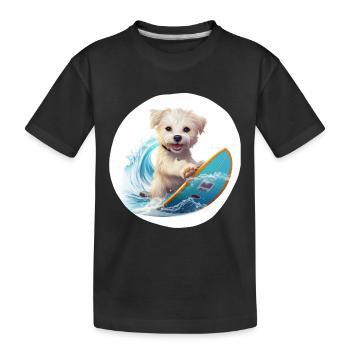 Surfing Animals, chien doux - T-shirt bio Premium Enfant - noir - Devant