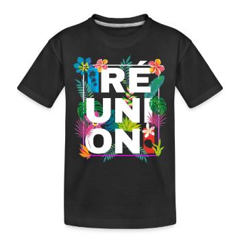 Carte de La Réunion Nature Tropicale Homme Femme - T-shirt bio Premium Enfant - noir - Devant