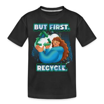 Recycle, recycle, environmental protection slogan - Kids' Premium Organic T-Shirt - black - Front