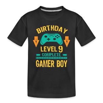 Nine 9yr BDay Son Boy Funny Gamer 9th 9 Year Old - Kids' Premium Organic T-Shirt - black - Front