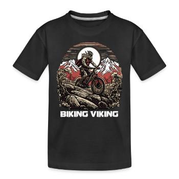 Le Viking cycliste aime le VTT - T-shirt bio Premium Enfant - noir - Devant