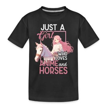 Horse girl anime saying with manga drawing - Kids' Premium Organic T-Shirt - black - Front