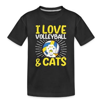 Ich liebe Volleyball und Katzen Kitty Workout - Kinder Premium Bio T-Shirt - Schwarz - Vorne
