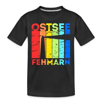 Fehmarn Insel Ostsee Leuchtturm Urlaub Idee - Kinder Premium Bio T-Shirt - Schwarz - Vorne