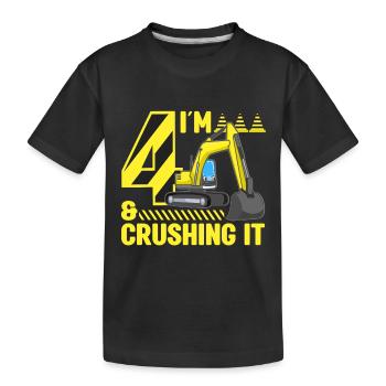Construction Party 4th Birthday 4 Years Old Digger - Kinder Premium Bio T-Shirt - Schwarz - Vorne