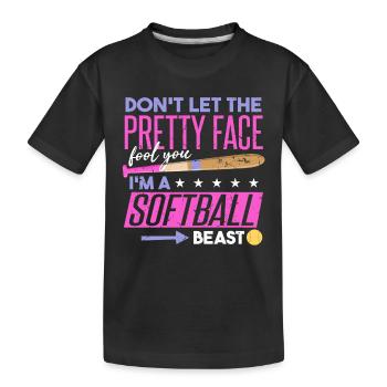 Ich bin ein Softball-Biest - Kinder Premium Bio T-Shirt - Schwarz - Vorne