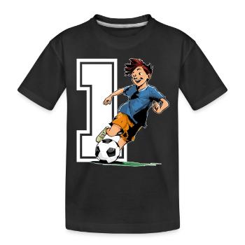 Football Birthday - 1 year old boy - 1. - Kids' Premium Organic T-Shirt - black - Front