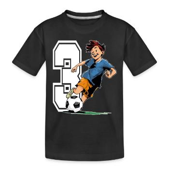 Football Birthday - 3 year old boy - 3rd year old boy - 3rd birthday - Kids' Premium Organic T-Shirt - black - Front