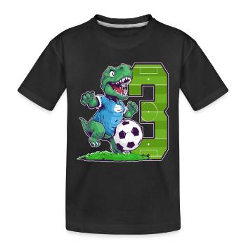 Fußball Dinosaurier - 3 Jahr Alter Junge - 3. - Kinder Premium Bio T-Shirt - Schwarz - Vorne
