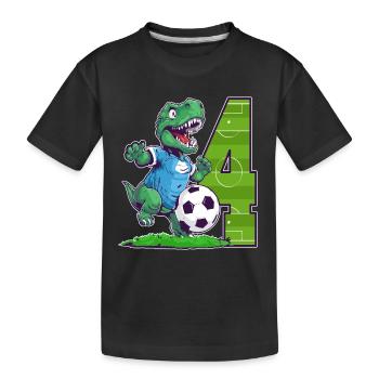 Fußball Dinosaurier - 4 Jahr Alter Junge - 4. - Kinder Premium Bio T-Shirt - Schwarz - Vorne