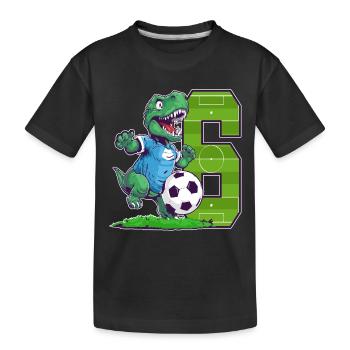 Dinosaure de football - garçon de 6 ans - 6. - T-shirt bio Premium Enfant - noir - Devant