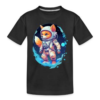 Süßer Fuchs im Astronautenanzug Astronaut Weltraum - Kinder Premium Bio T-Shirt - Schwarz - Vorne