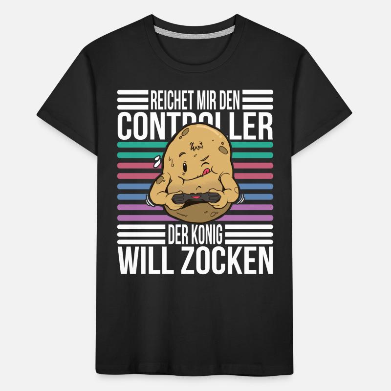 Gaming Zocker Reichet mir den Controller König Kinder Premium Bio T-Shirt
