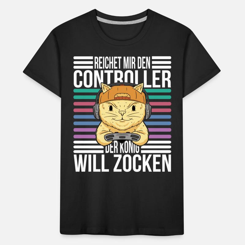 Reichet mir den Controller König Gaming Cat Kinder Premium Bio T-Shirt