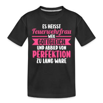 Feuerwehr Feuerwehrfrau - Kinder Premium Bio T-Shirt - Schwarz - Vorne