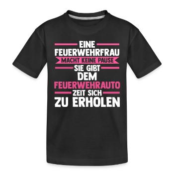 Feuerwehr Feuerwehrfrau - Kinder Premium Bio T-Shirt - Schwarz - Vorne