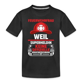 Feuerwehr Feuerwehrfrau - Kinder Premium Bio T-Shirt - Schwarz - Vorne