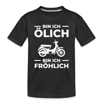 Moped Schrauber Bin Ich Ölich Bin Ich Fröhlich - Kinder Premium Bio T-Shirt - Schwarz - Vorne
