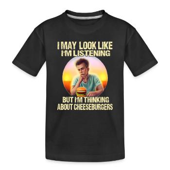 Pensées de cheeseburgers - T-shirt bio Premium Enfant - noir - Devant