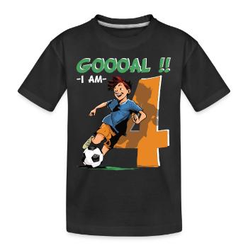 Football Birthday - 4 years old Boy - 4. - Kids' Premium Organic T-Shirt - black - Front