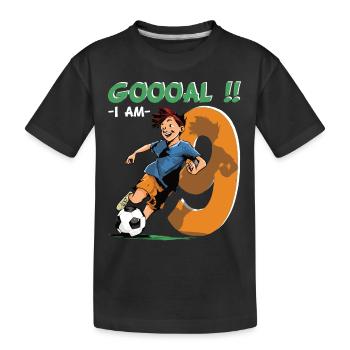 Football Birthday - 9 years old boy - 9. - Kids' Premium Organic T-Shirt - black - Front