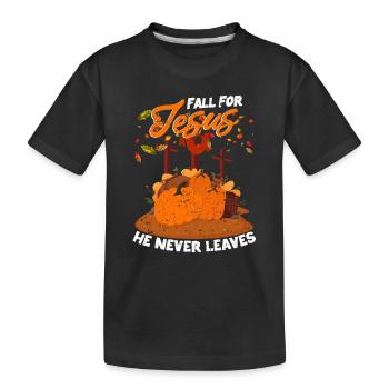 Cas pour Jésus: Il ne quitte jamais l’automne drôle - T-shirt bio Premium Enfant - noir - Devant
