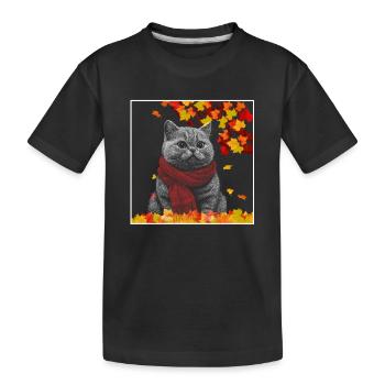 Chat noir C’est l’automne Y’all Feuilles d’automne de citrouille - T-shirt bio Premium Enfant - noir - Devant