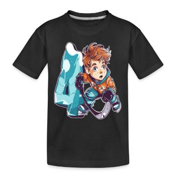 Anniversaire de hockey sur glace - garçon de 4 ans - 4. - T-shirt bio Premium Enfant - noir - Devant