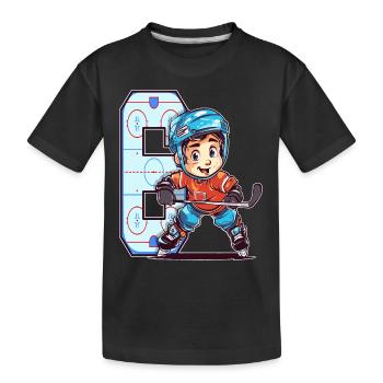 Anniversaire de hockey sur glace - 6 ans Garçon - 6. - T-shirt bio Premium Enfant - noir - Devant