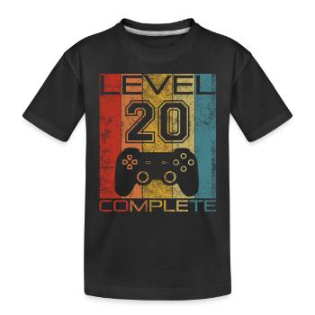 20 Birthday Gamer Level 20 complete Vintage - Kids' Premium Organic T-Shirt - black - Front