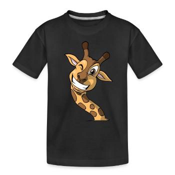 Tier Zoo Giraffe niedliches Geschenk Giraffenkopf - Kinder Premium Bio T-Shirt - Schwarz - Vorne