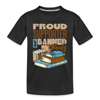 Stolzer Unterstützer verbotener Bücher - Kinder Premium Bio T-Shirt - Schwarz - Vorne
