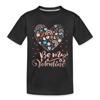 Be-My-Valentine Dicton Saint-Valentin avec arc-en-ciel - T-shirt bio Premium Enfant - noir - Devant