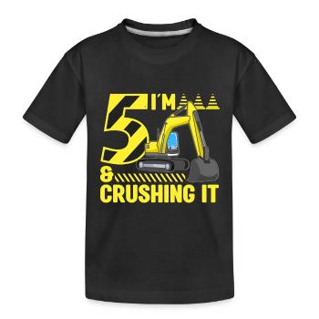 Construction Party 5th Birthday 5 Years Old Digger - Kinder Premium Bio T-Shirt - Schwarz - Vorne