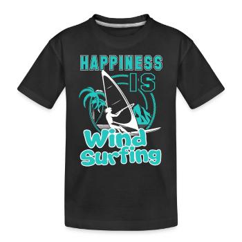 Windsurfing Happiness Is Windsurfing - Kids' Premium Organic T-Shirt - black - Front