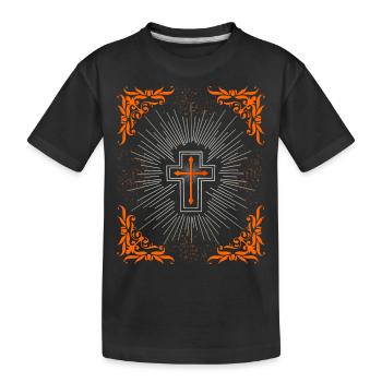 Croix du Christ, Jésus-Christ Ornement baroque - T-shirt bio Premium Enfant - noir - Devant
