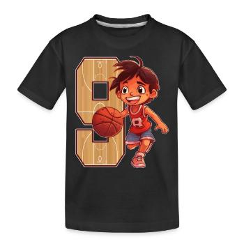 Basketball Birthday - 9 years old Boy - 9. - Kids' Premium Organic T-Shirt - black - Front