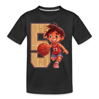 Basketball Birthday - 5 years old Boy - 5. - Kids' Premium Organic T-Shirt - black - Front
