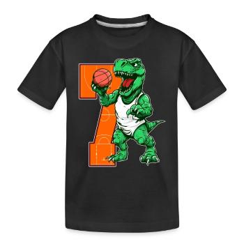 Basketball Dino - 7 year old boy - 7. - Kids' Premium Organic T-Shirt - black - Front